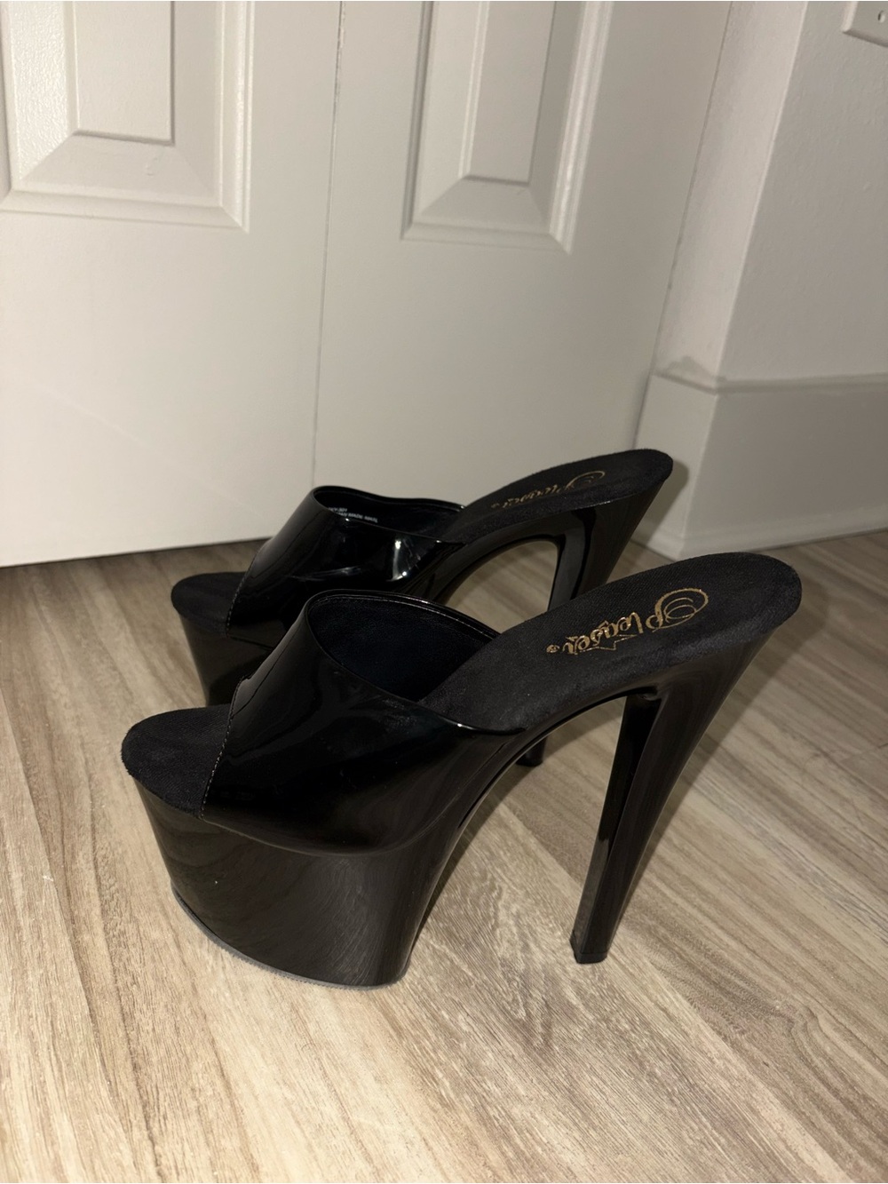 Pleaser Black Patent High Platform Slide Heels